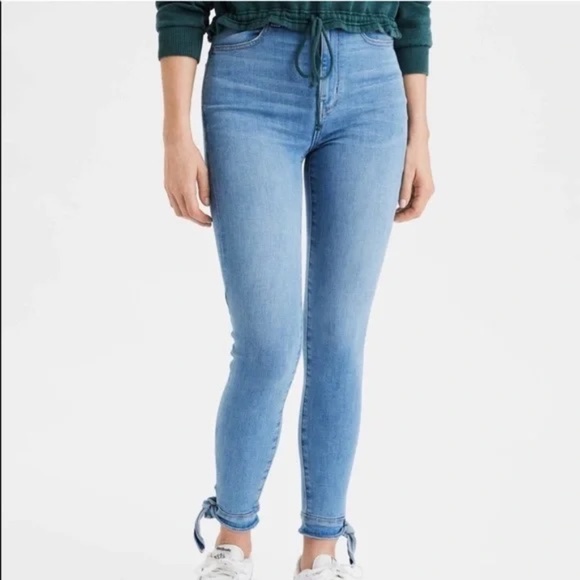 AMERICAN EAGLE | Highest Rise Jegging Crop Ankle Tie Jeans - Picture 3 of 3